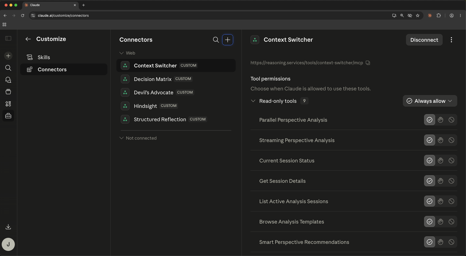 Plus icon highlighted in the top-right corner of the Connectors column